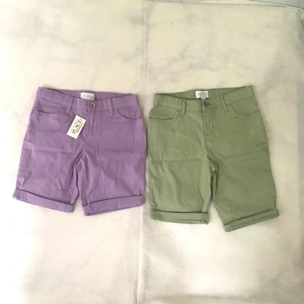 Lilac and Sage Casual Roll-Cuff Shorts - 2 Pairs